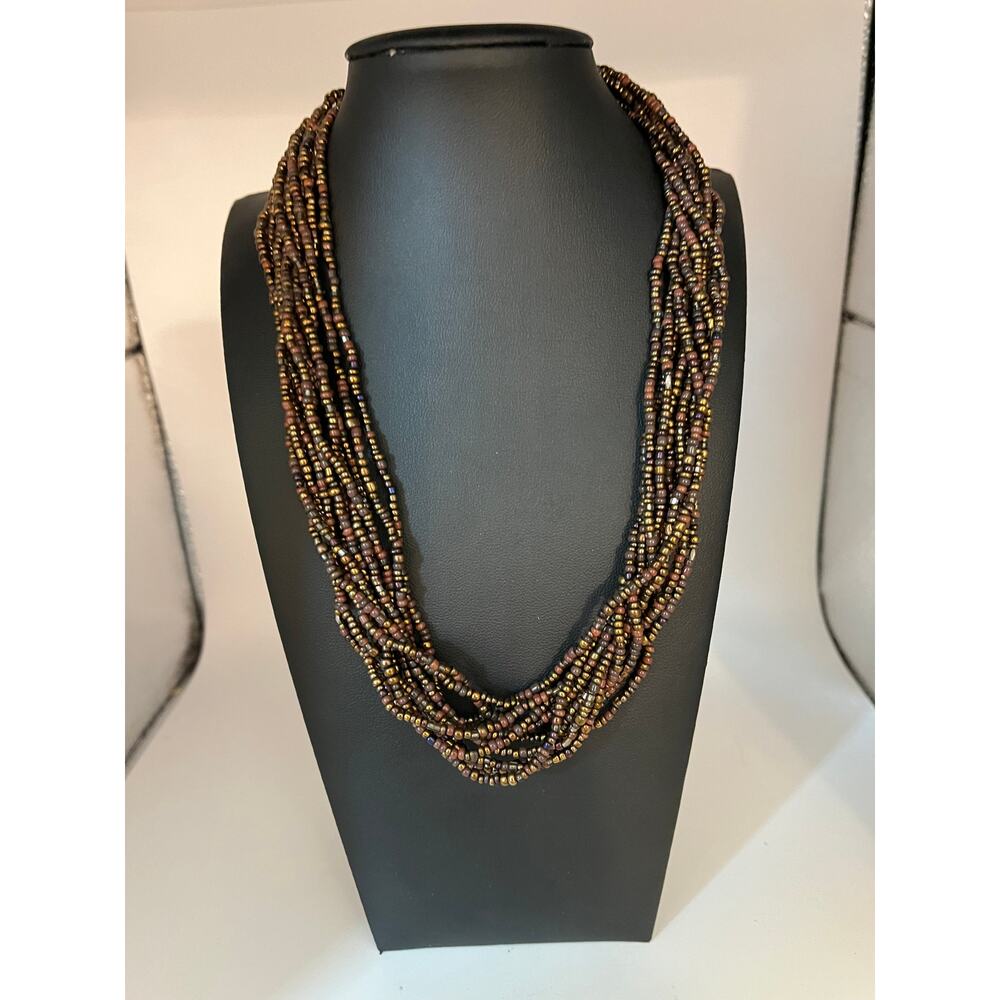 Silpada 925 Sterling Silver Bronze Seed Bead 12 Strand 18" Necklace